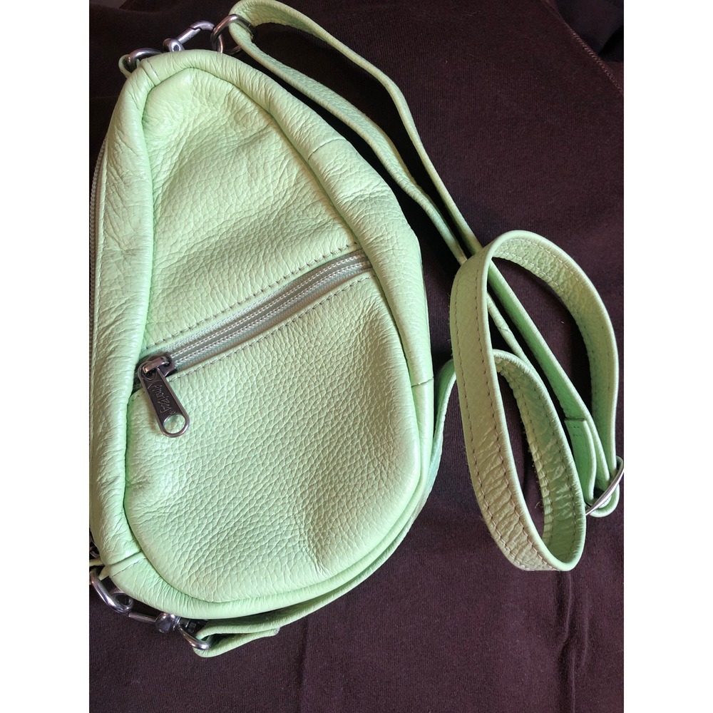 AmeriBag Healthy Back Bag Lime Green Pebbled Leather Ergonomic Crossbody S